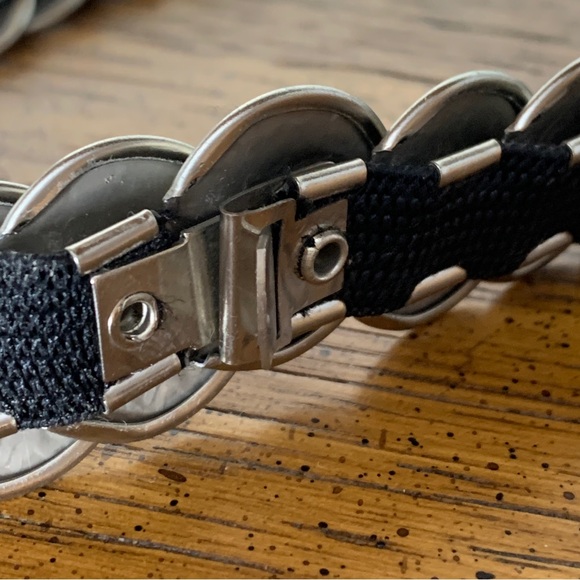 Vintage Belt Stretch Silver-Tone Medallion Cinch Belt Coin Style - Picture 6 of 10